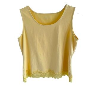 Coldwater Creek Cotton Blend Yellow Tank with Lace Detail
